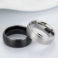 thumbnail image 6 of 8MM Black Matte Silver Rings Wedding Bands Men's Engagement Ring Titanium Steel, 6 of 7