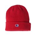 thumbnail image 1 of Champion Ribbed Knit Cuffed Beanie, One Size, Red Scarlet, 1 of 2