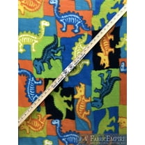 Fleece Printed Antipill Winter Fabric COLORFUL DINOSAUR X-RAY / 58" Wide / Sold by the yard