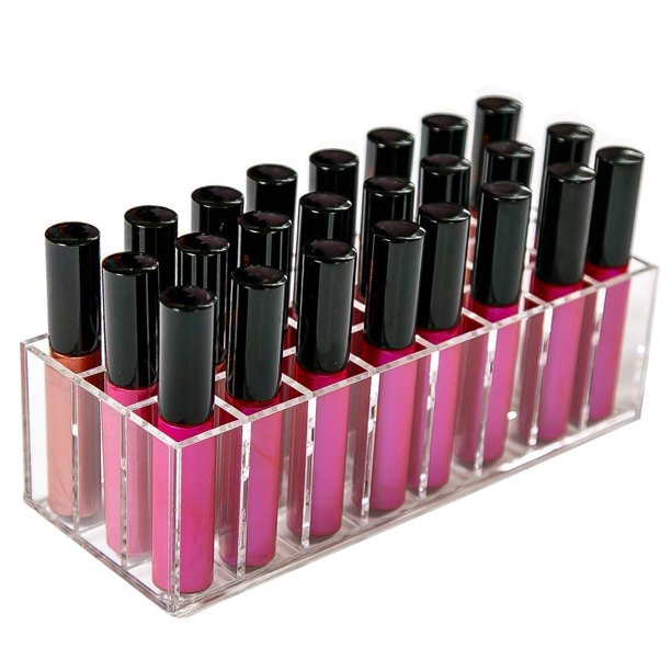 Organizador de brillo de labios acrílico BBDOU, 24 ranuras, transparente