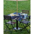 thumbnail image 4 of Outdoor Tablecloth with Umbrella Hole for Patio/Picnic/Party/Camping, Gold Blue Sky Waterproof Table Cloth Square Cover Washable, Abstract Vintage Oil Painting Art 60"x 60", 4 of 7