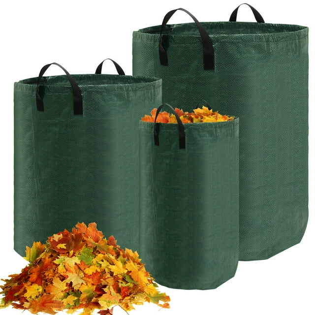 3 Pcs Sacs Réutilisables pour Paniers à Feuilles avec 4 Poignées Sacs à Feuilles Robustes pour Pelouse 120L 300L 500L Contenant Imperméable pour Déchets de Cour Bac à Déchets de Pelouse pour Jardinage Pelouse Piscine