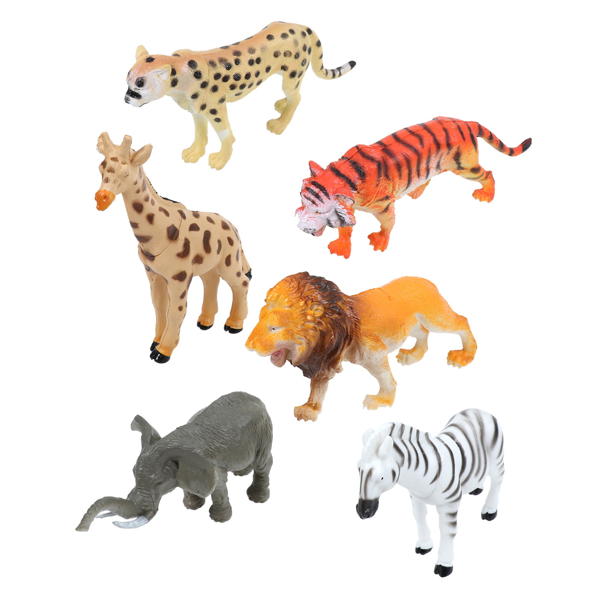 12PCS Plastic Zoo Safari Animal Figure Lion Tiger Leopard Hippo Giraffe Kids Toy 
