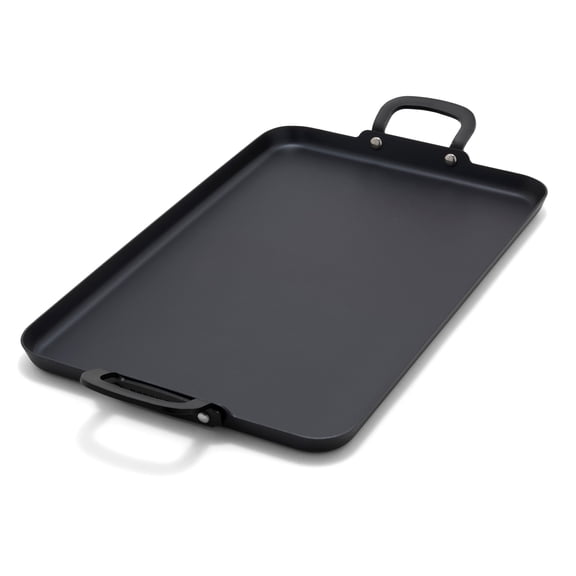 GreenPan Carbon Steel Double Burner Griddle Pan, 18" x 11", Pre-Seasoned, Black