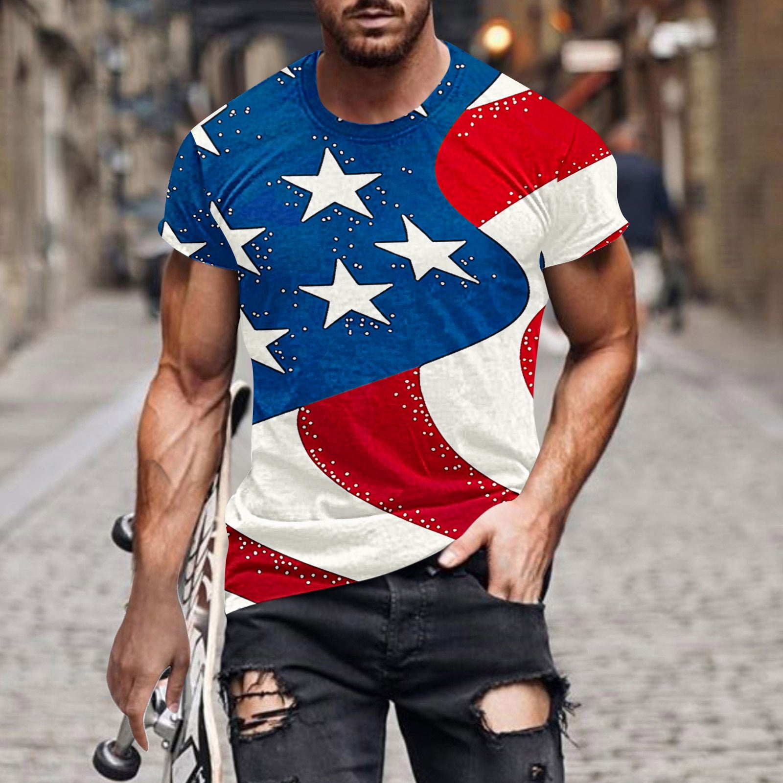 Men's Independence Day Shirts Under $10 Free Shipping Fashion Canadian Printing Short Sleeve Round Neck Pullover T-Shirt Top Blouses