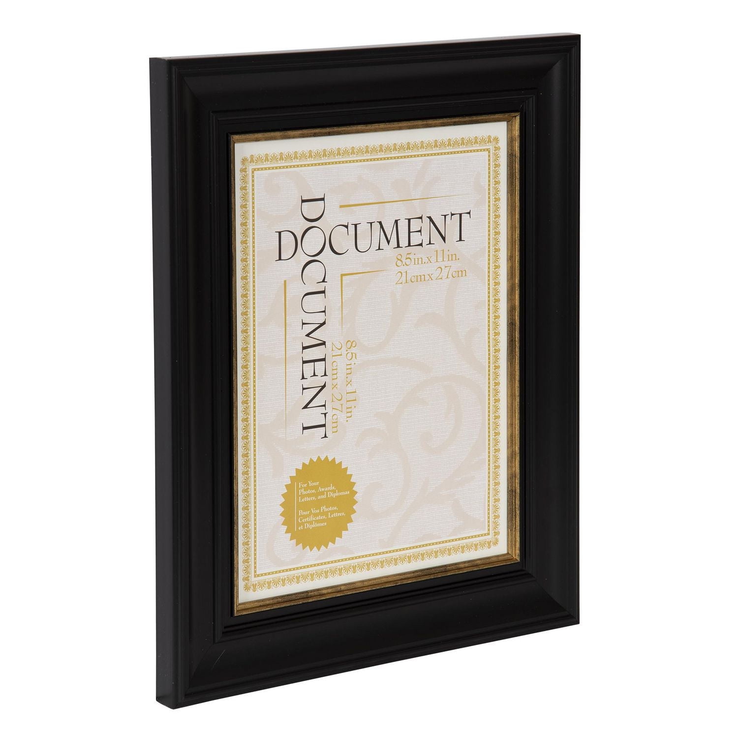 Stephan Black and Gold Document Frame, 8.5" x 11"