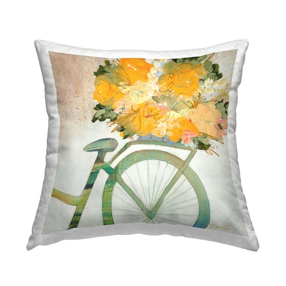 Stupell Industries Bicycle with Orange Bouquet Square Decorative Printed Throw Pillow, 18 x 18