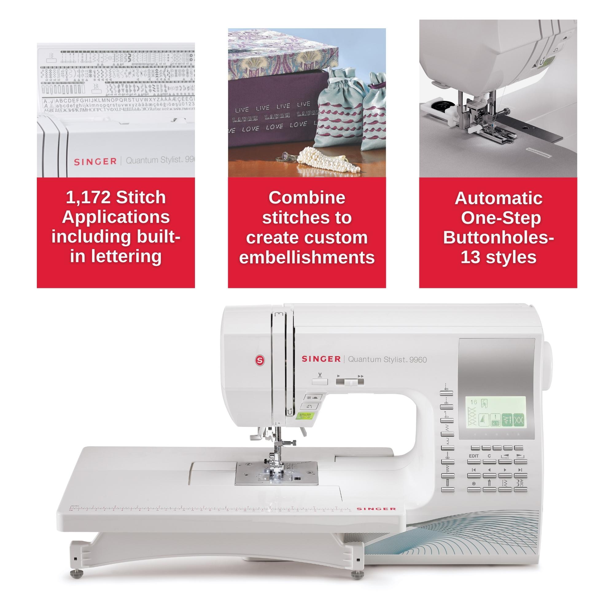Singer® 9960 Quantum Stylist™ Computerized Sewing Machine With Accessory Kit, Extension Table - 600 Stitches & Electronic Auto Pilot Mode - image 4 of 12