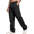 thumbnail image 6 of Men's Cargo Slacks Drawstring Elastic Waist Outdoor Hiking Trousers Relaxed Fit Straight Leg Pull on Sweatpants, 6 of 7