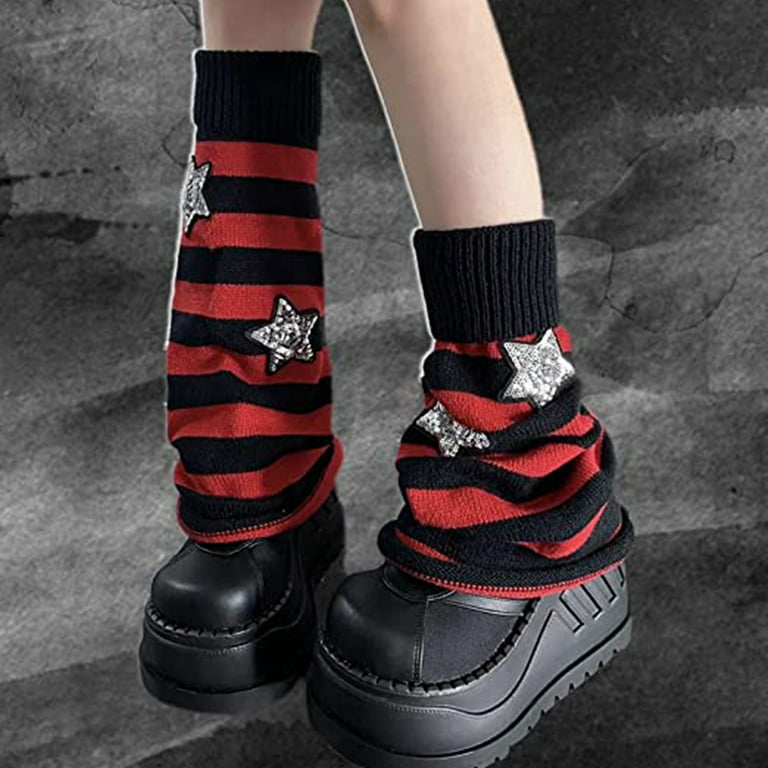 Black Elastic Leg Warmer - Gothic Punk Slim Leg Warmers Women Cool Outdoor  Socks