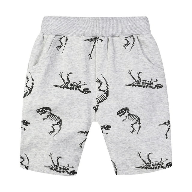MIASHUI Toddler Boys Shorts Cartoon Pattern Summer Casual Beach Shorts,Light Gray,2-3 Years