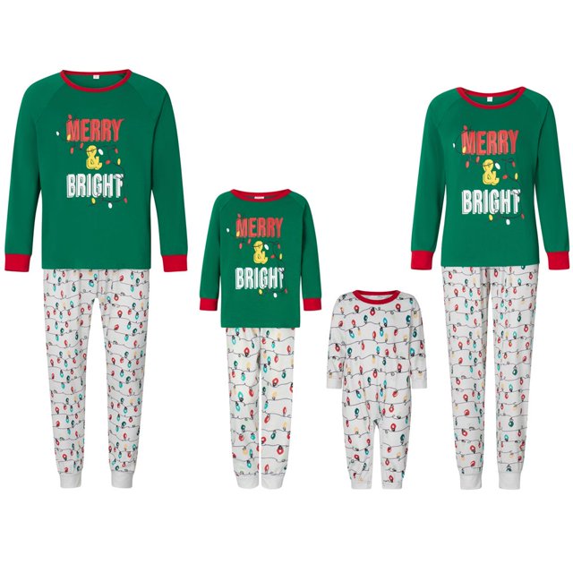 Christmas Family Pajamas Set Reindeer Pattern Tops And Pants