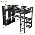 thumbnail image 5 of Bellemave Twin XL Loft Bed with Desk and Wardrobe, Metal Game Loft Beds Frame with Storage Shelves, Space Saving High Loft Bed with Hanging Rod for Adults Teens Kids (Black,Twin XL), 5 of 8
