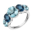 thumbnail image 2 of Sterling Silver with Natural Sky Blue Topaz and London Blue Topaz Five Stone Band Ring, 2 of 3