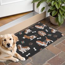 Basset Hounds with Bones and Presents Door Rugs,Washable Non Slip Door Mats Indoor,Decorative Door Mats,Entry Mat Indoor for Entrance,Bedroom,Kitchen,Bathroom,16"x24"