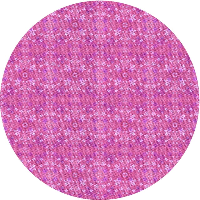 Ahgly Company Tapis Rond Lavable en Machine Intérieur Transitionnel Rose Profond, 3 Pieds Rond