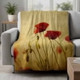 thumbnail image 2 of Red Poppy Flower Blanket Soft Cozy Warm Throw Blanket for Couch, Plush Fuzzy Flannel Fleece Blankets for Sofa, Vintage Farmhouse Vintage Floral Plant Bed Blankets Lightweight Gifts for Women, 50"x60", 2 of 9