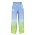 thumbnail image 4 of Kvture Beach Pants for Women Vacation Casual Boho Linen Pant Fashion Wide Straight Leg Lounge Trousers Green XL, 4 of 5