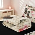 thumbnail image 5 of Erosebridal Vintage Cowboy Boots Zipper Twin Comforter Sets with Fitted Sheet and 2 Pillowcases, Pink Floral Blossom Zipper Bedding Set, Black Reversible, 5 of 7
