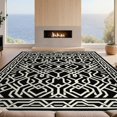 thumbnail image 2 of Design&I 3'x5' Washable Throw Rug Ultra-Thin & Non-Slip Skid-Resistant Small Cream Geometric Beige Trellis Interlocking Border Classroom Ivory for Entryway, Kitchen, 2 of 7