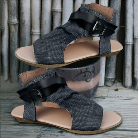 

CAICJ98 Wedge Sandals for Women Arch Support Comfortable Cushion FootBed Orthopedic Sandals Women Flip Flops Dressy Summer Walking Wedge Shoes Black