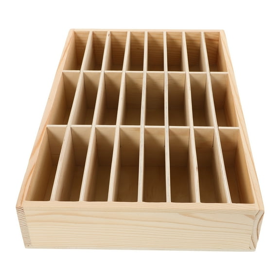 HERFIER Wooden Cell Phone Holder Desktop Organizer Storage Box Classroom Office Phone Holder 12.58x7.86x2.16in