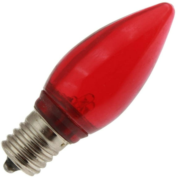 LED-RED-C9 120-130V LED Light Bulb, 130 Volts, E17 Base, (25 Pack)