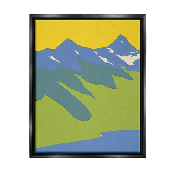 Stupell Industries Modern Seaside Mountain Range Graphic Art Jet Black Floating Framed Canvas Print Wall Art, Design by Jacob Green