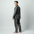 thumbnail image 2 of COUVER Men’s Fleece Pajama Set with Button-Down Top and Drawstring Pants Plaid Red Black Size M, 2 of 7