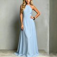 thumbnail image 2 of ZHOGXU Boho Wedding Guest Dresses For Women Sleeveless Halter Maxi Dress Elegant Summer Cocktail Dress,Blue,XXL, 2 of 4