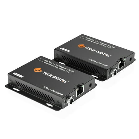 J-Tech Digital 4K HDMI Extender Over Ethernet Cat6/Cat7, 4K@30Hz Up to 132 Ft 1080P Up to 230 Ft, Supports 3.5mm Audio Extraction Port, HDMI Loop Out, IR, PoC [JTECH-EX-4K30IP]