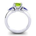 thumbnail image 4 of 2.50 Carat Round Shape Peridot & Blue Sapphire Gemstone Classic 3 Stone Ring for Birthday Gift 14K White Gold Size 9.5 by Diamond-Capitals, 4 of 8