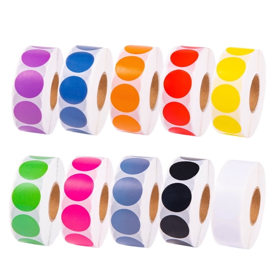 10 Rolls Round Removable Thermal Sticker Labels, 0.8 in / 1.9 cm Color Dot Stickers, Waterproof Color Coding Sticker for Thermal Printers, 10000 Pcs Organization Labels