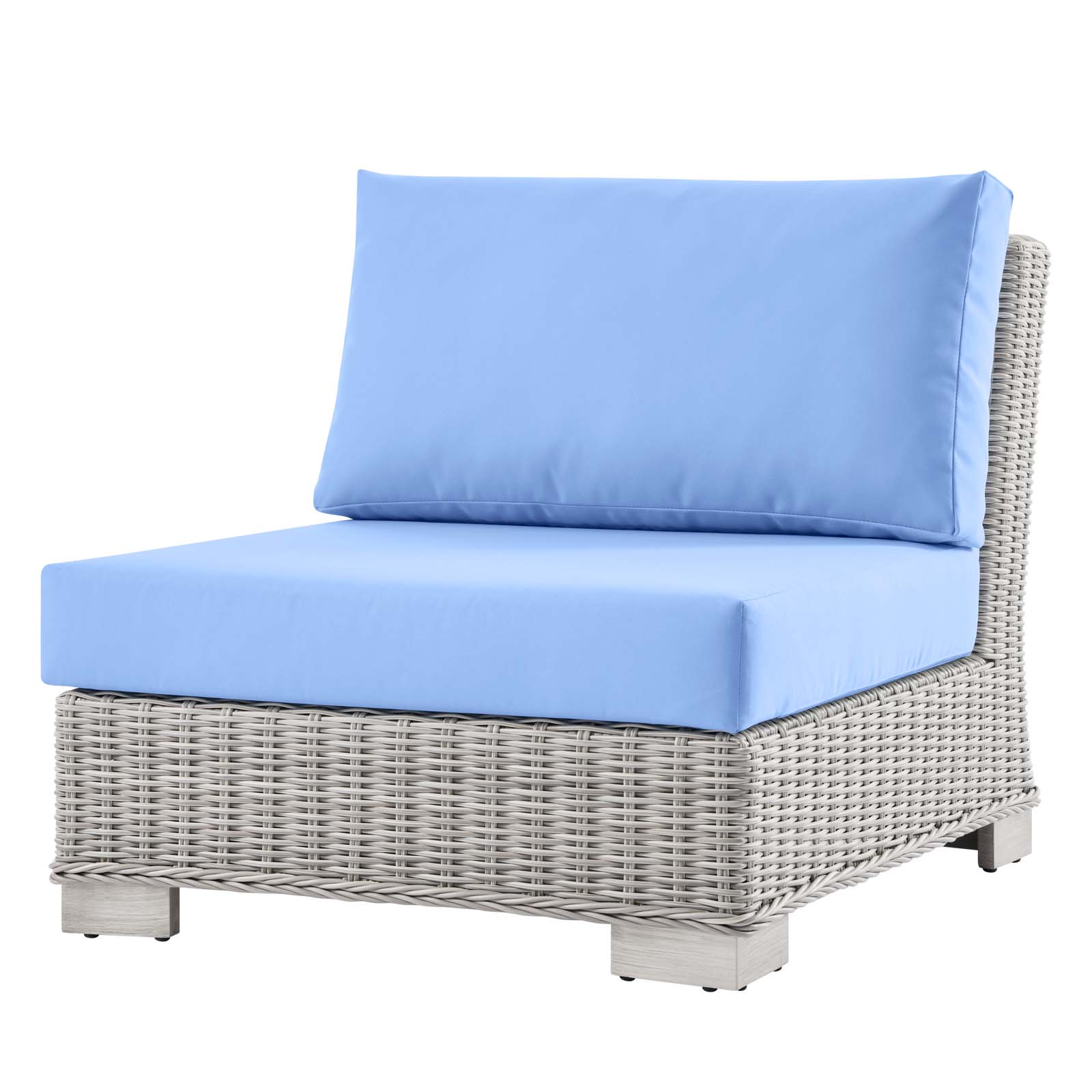 Lounge Sectional Sofa Chair Set, Rattan, Wicker, Light Grey Gray Light Blue, Modern Contemporary Urban Design, Outdoor Patio Balcony Cafe Bistro Garden Furniture Hotel Hospitality - image 3 of 10