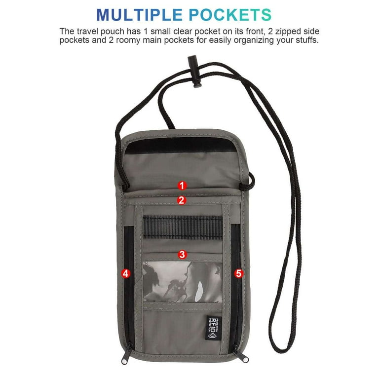 Spencer Travel Neck Wallet RFID Blocking Passport Holder Nylon