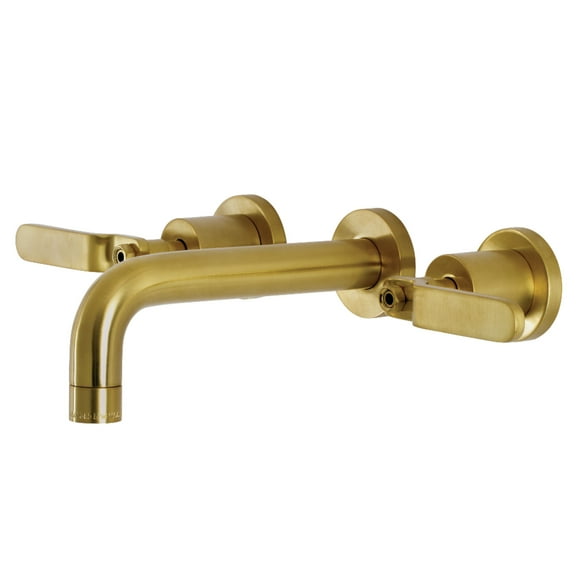 Kingston Brass KS8127KL Whitaker Double-Handle 3-Hole Wall Mount Bathroom Faucet in Brushed Brass