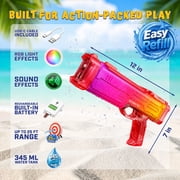 STARKTOY Electric Water Blaster Light Up Full Body Color Changing LED Squirt Gun, Automatic Rechargeable Water Gun for Kids and Adults, Long Range Soaker, Red