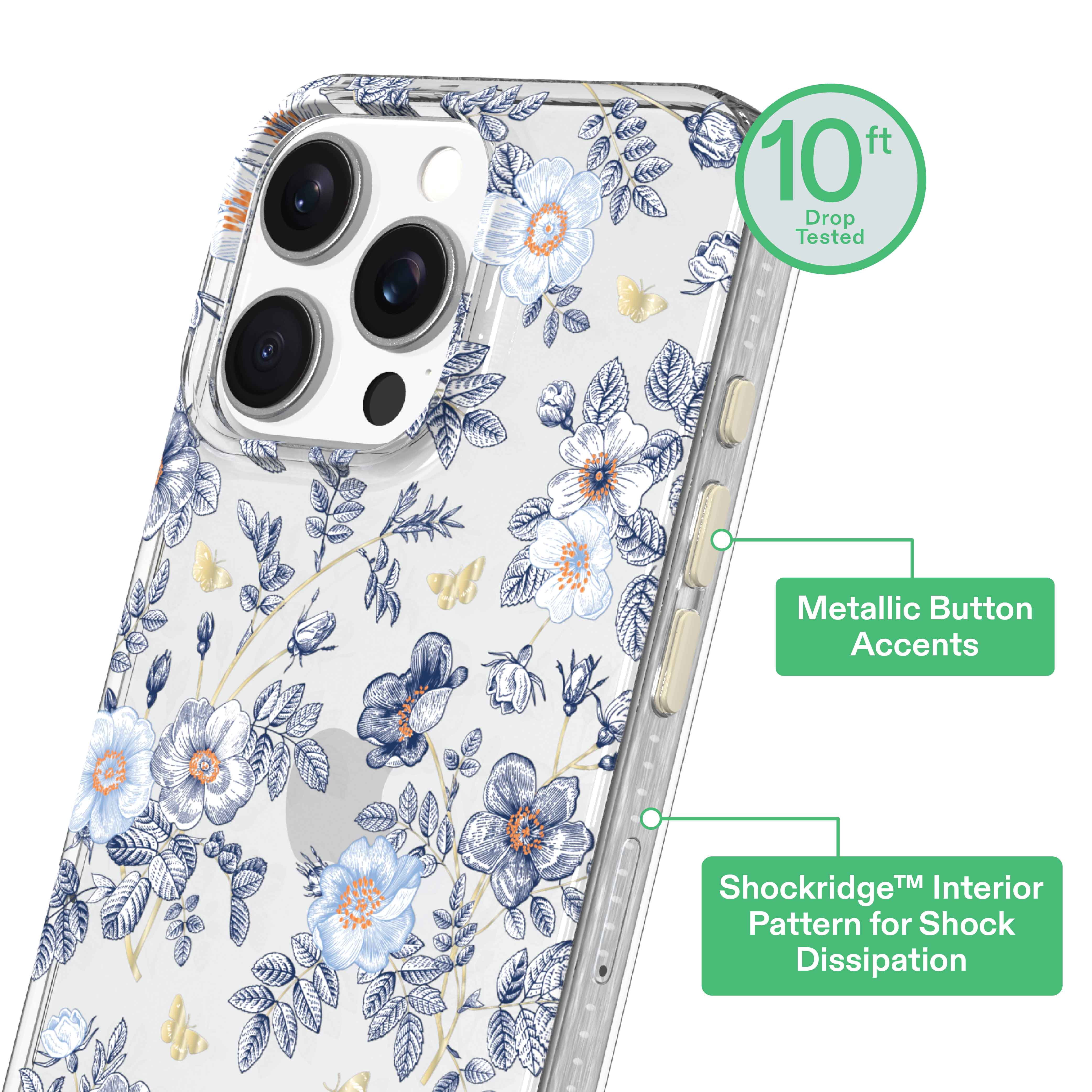 onn Blue Toile Phone Case for iPhone 16 Pro Max