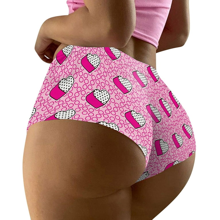 HAXMNOU Heart Printed Valentine's Day Women’s Boxer Brief Shorts Underwear,  Super Soft, Seamless Comfort for All Day Wear E S