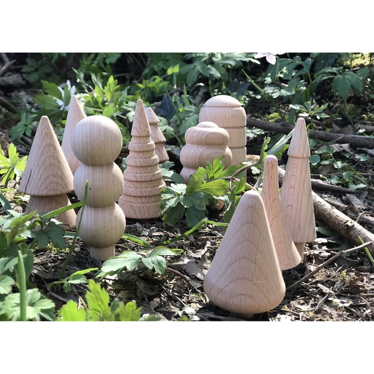 TickiT Árboles De Bosque De Temporada – 10 Figuras De Madera De Haya Con Bolsa De Almacenamiento Para Juego Sensorial