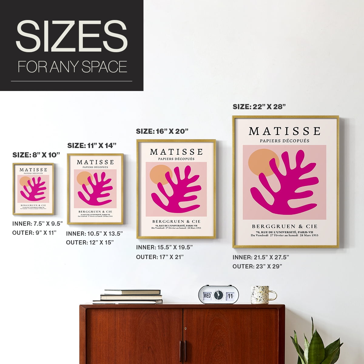 Matisse CLIV Framed Print in Gold Solid Wood 22 x 28 Framed Print