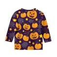 thumbnail image 5 of Abcomgle Halloween Shirts for Kids Girls Spooky Pumpkin Face Graphic T-Shirts for Girls Crewneck 3/4 Sleeve Tshirts for Kids Fall Funny Cute Top for Girls,5-6 Years, 5 of 5