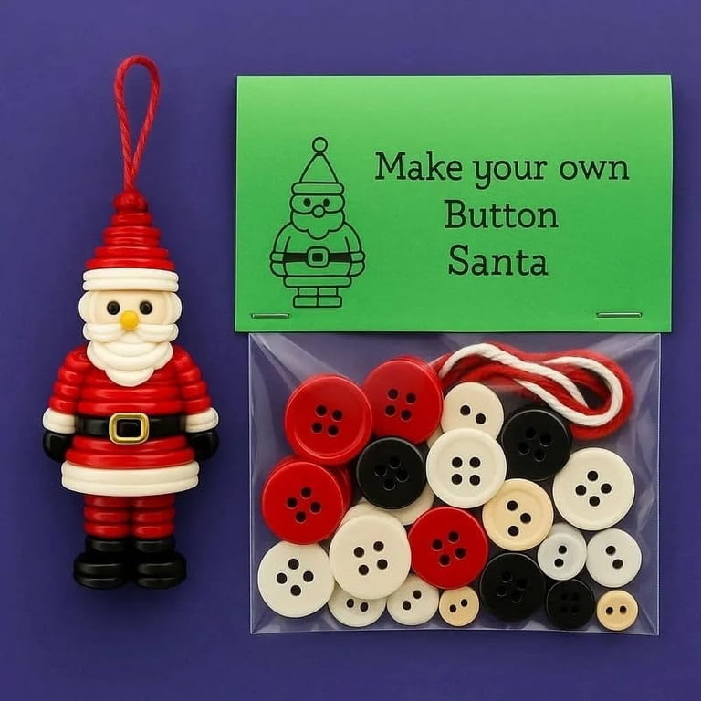50Pcs Christmas Candy Buttons For Crafts - Round Sewing Buttons With 4 Holes, Winter DIY Decorations