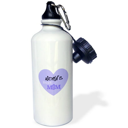 3dRose Worlds Best Mom Purple Heart Mothers Day, Sports Water Bottle, (Worlds Best Water Purifier)