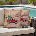 thumbnail image 5 of Merry Christmas Winter Pillow Covers 2 Pack Cow Red Truck Tree Board Pillowcase Waterproof Outdoor Throw Pillow Cover for Patio Garden Square Cushion 24”x24”, 5 of 9