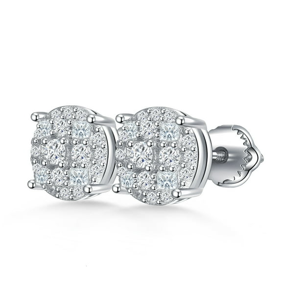 Kaydenana 1 Pair 0.5 Carat Moissanite 925 Sterling Silver Stud, Four Claws Round Earrings for Women