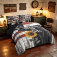 thumbnail image 2 of Manfei Vintage Highland Cow Twin Bedding, Retro US Flag Bedding Comforter Set, Black Red White, Black Reversible 7 Pieces, 2 of 6