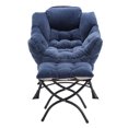 thumbnail image 6 of Jopath Lazy Chair with Ottoman, Accent Chair with Armrests and a Side Pocket, Leisure Upholstered Sofa Chair for Living Room Bedroom Office and Reading Room Navy Blue, 6 of 9