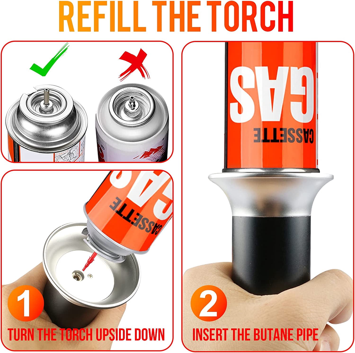 Chalueau au butane, briquet de cuisine puissant et robuste avec verrouillage de sécurité et Chalueau au butane, briquet de cuisine puissant et robuste avec verrouillage de sécurité et