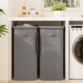 thumbnail image 3 of Dovied 2PCS Slim Laundry Hamper with Lid 85L Foldable Clothes Basket with Removable Mesh Bag & Handle for Closet Bathroom Bedroom (Gray), 3 of 7